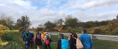 Wandergruppe auf Saumagenweg Wandergruppe geht den Saumagenweg entlang
