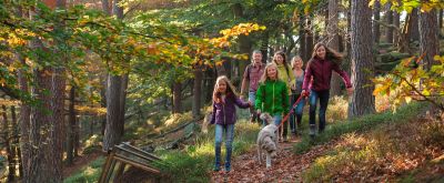 Familie auf dem Rundweg zum Hambacher Schloss